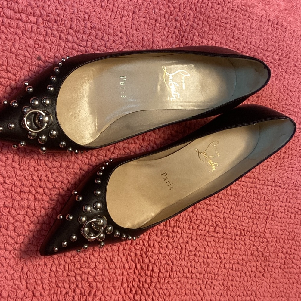 Christian Louboutin Black Heels with Silver Accents - Picture 2 of 7